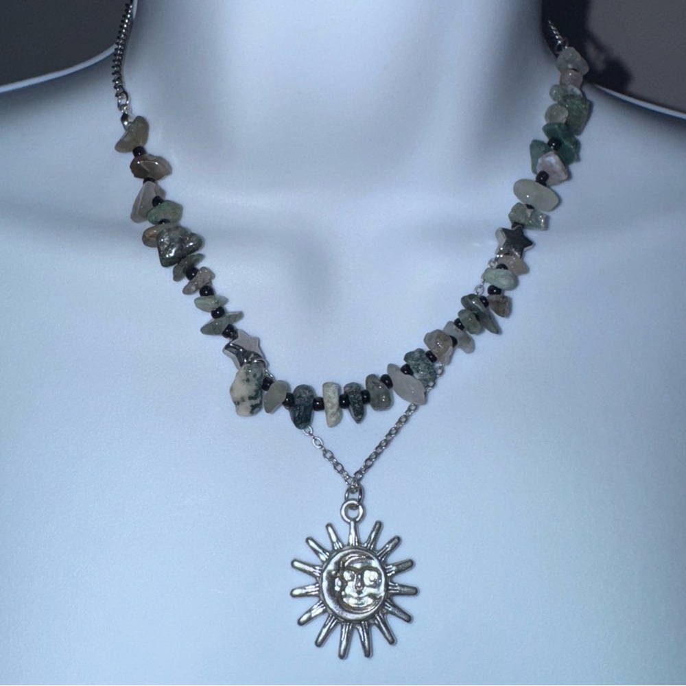 Sun Pendant Stone Necklace